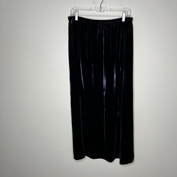 Eileen Fisher Skirt Womens Small Purple Velvet Maxi Silk Blend Elastic Waist - Picture 9 of 11